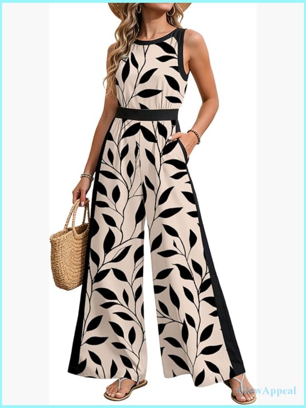 Dressy Wide Leg Jumpsuit - Floral Romper with Pockets